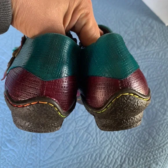 Socofy Purple Printing Flowers Leather Zip Booties - Picture 6 of 13